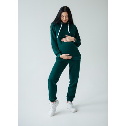 Спортивний костюм для вагітних і годуючих мам з секретом для годування Темно-зелений